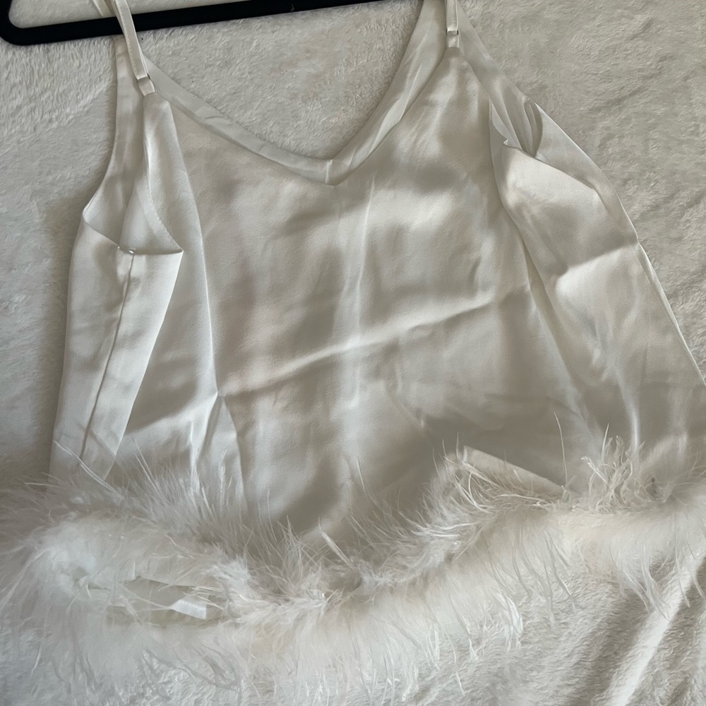 White cami w fur